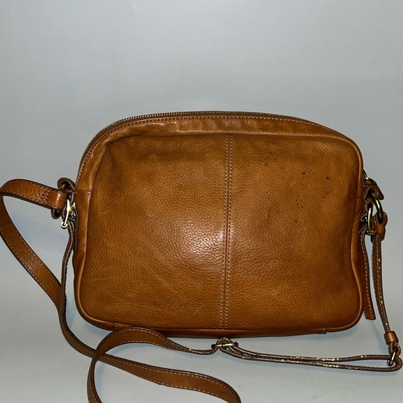 VINTAGE cognac leather J.Crew crossbody bag - Picture 2 of 14